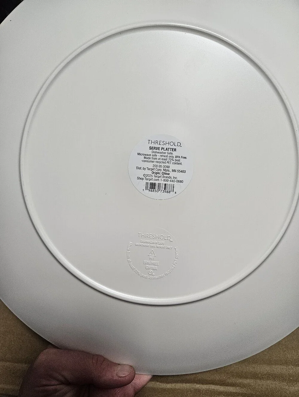 THRESHOLD MELAMINE IVORY/TAN PLATTER: NEW